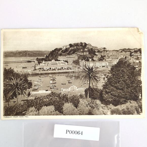 Vintage 1946 Postcard Torquay From Vane Hill Devon England UK Boats Resort - Picture 1 of 2